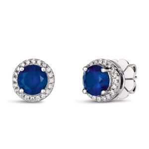 New! Anna Zuckerman Simulated Sapphire & Diamond Stud Earrings